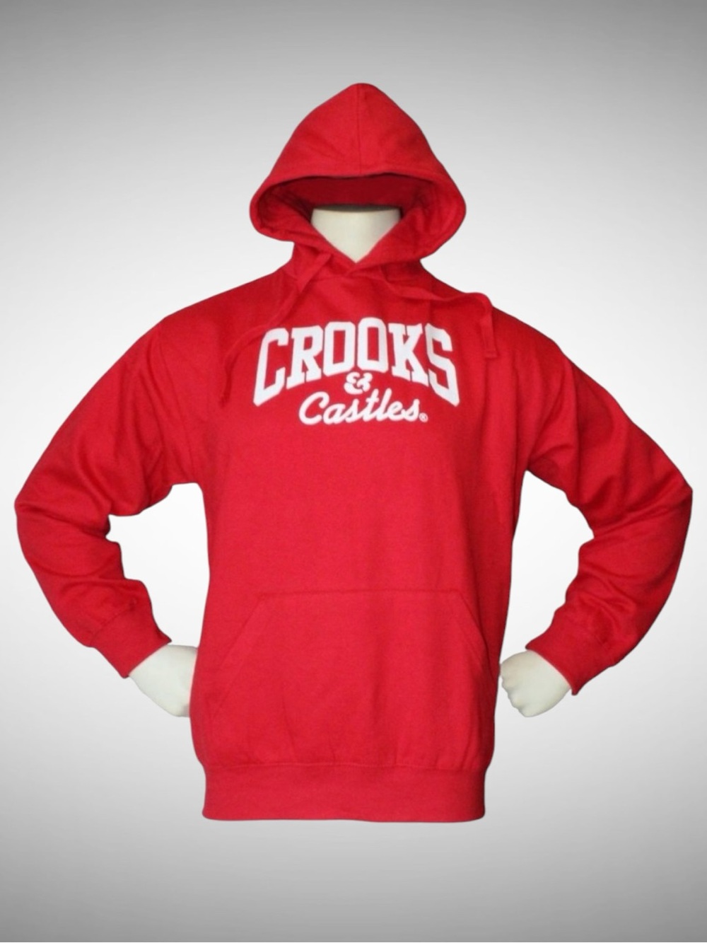 Crooks & Castles Red Crewneck Hoodie with White Logo